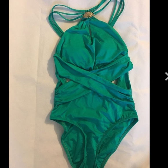 NEW $144 Trina Turk Garden Party Strappy-Back‎ One-Piece Jade Green [SZ 4 ] - Picture 3 of 8